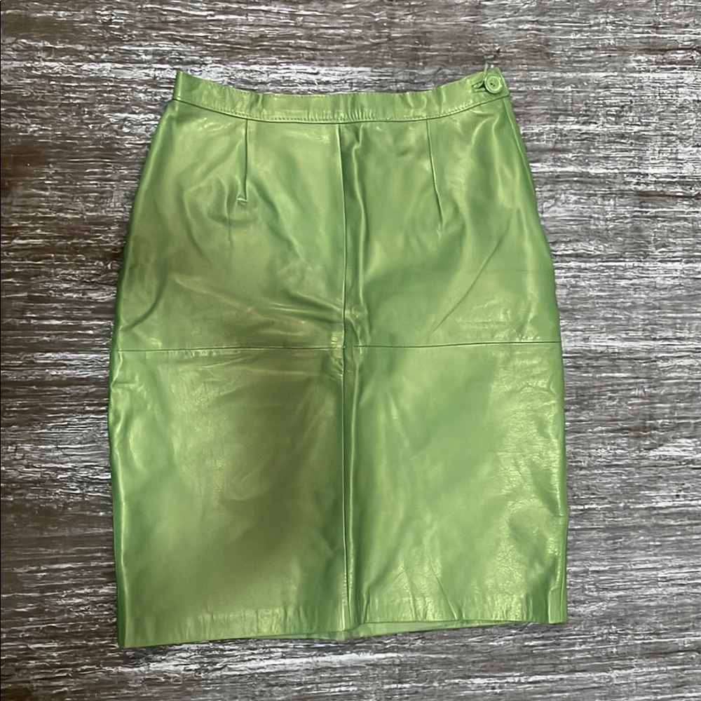 Vintage Green Leather Skirt